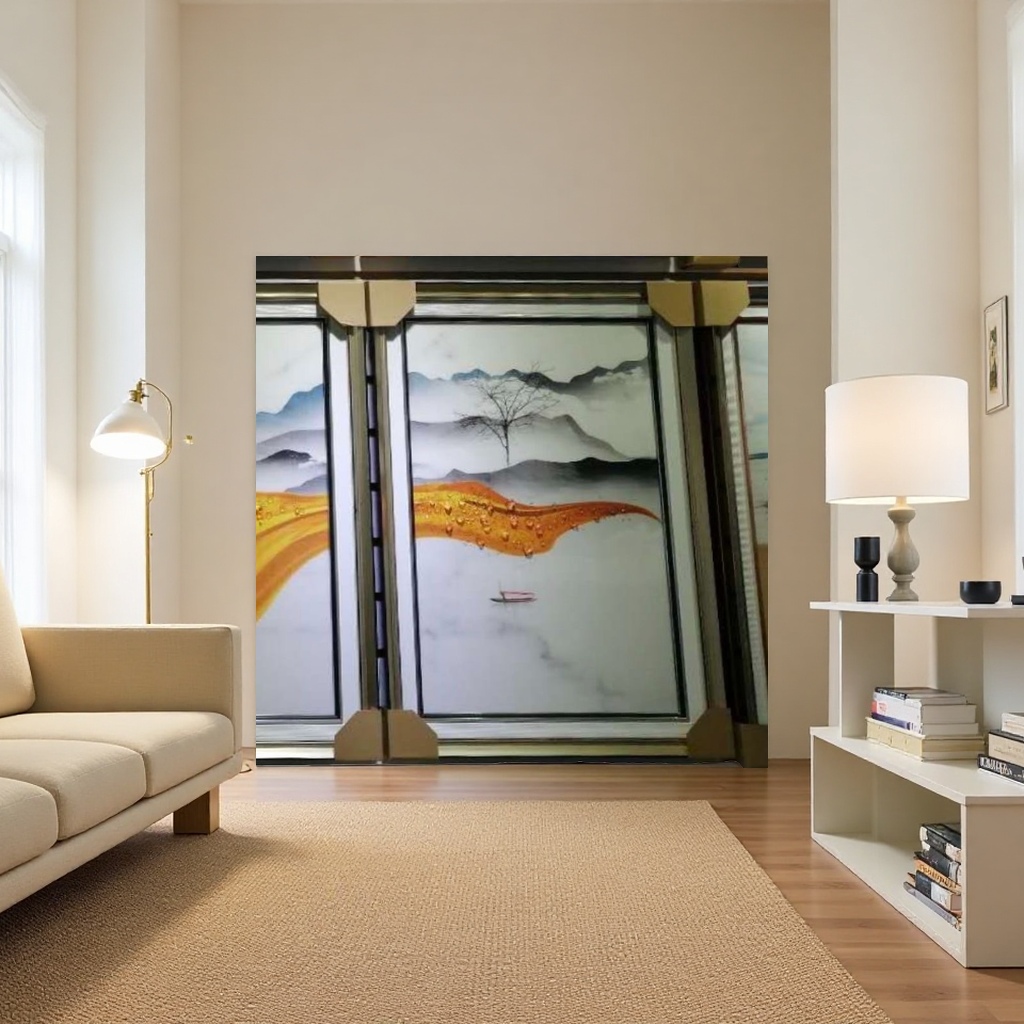 Landscape paintings, glass paintings, decorative paintings, living room and bedroom wall hangings, simple style Application Scenario