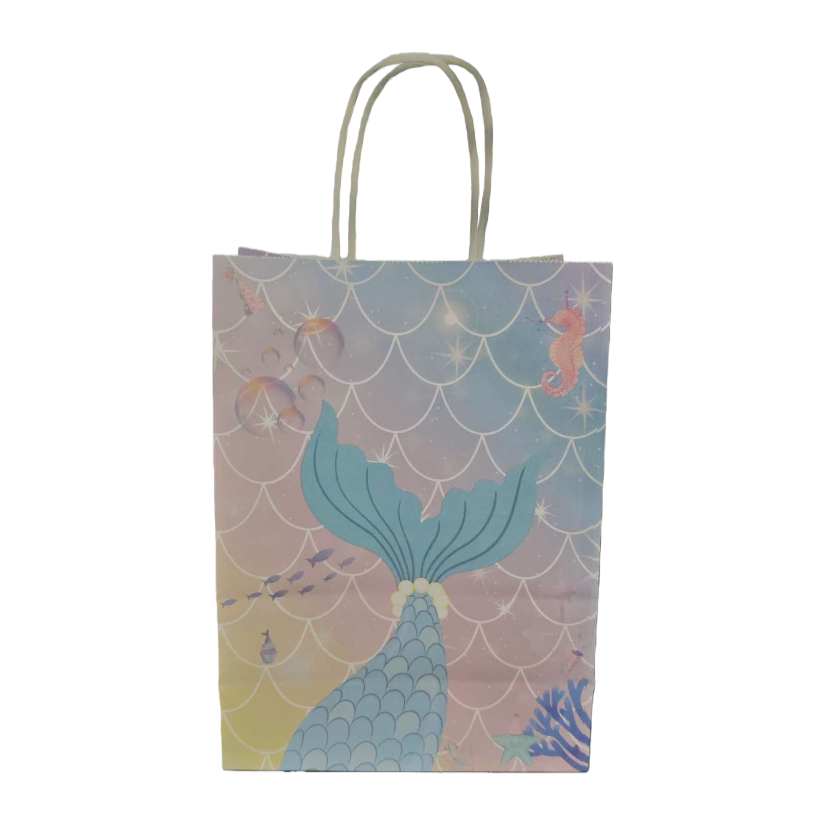 Ocean-themed paper bags, reusable eco-friendly shopping bags, and minimalist style packaging bags Item Picture