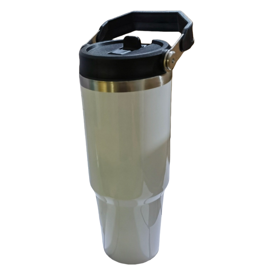 White car cup heat transfer printing stainless steel portable, heat-resistant and durable insulated cup Item Picture