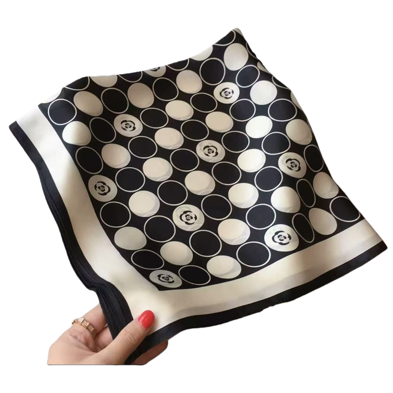 The silk scarf is a fashionable printed square scarf for women, light, breathable and elegant, suitable for ladies in spring and summer Item Picture