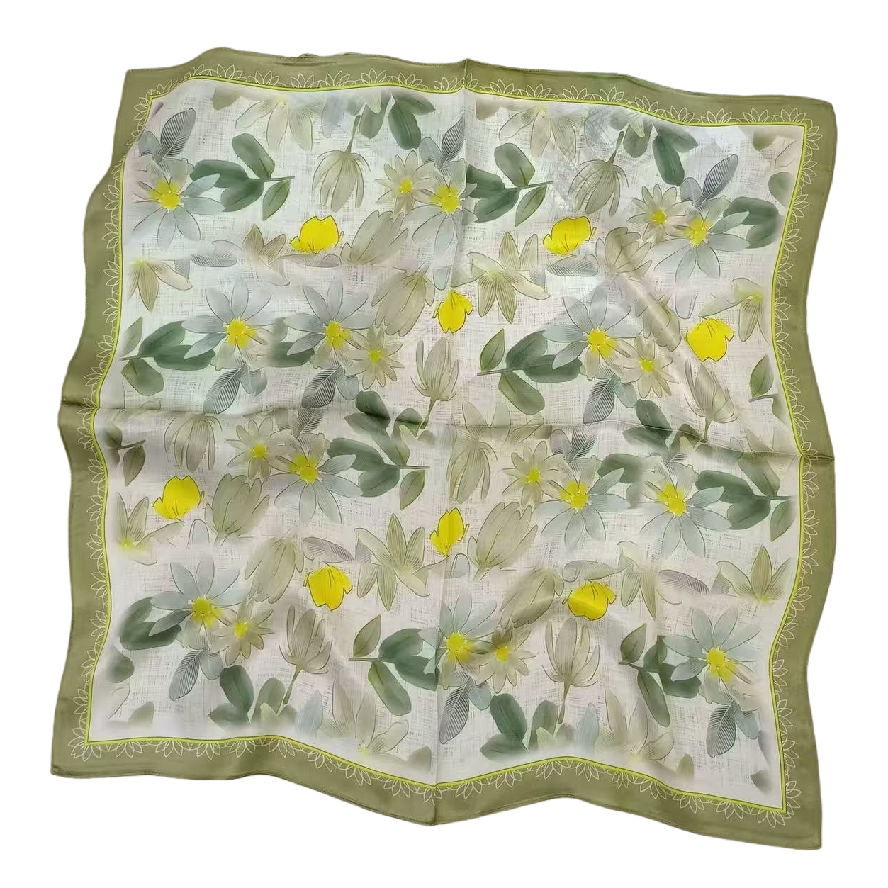 Floral pattern silk scarf for women, elegant printed square scarf, breathable and lightweight in spring and summer Item Picture