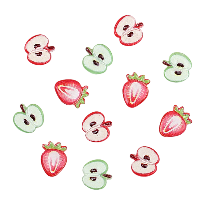 Cute fruit resin accessories, cartoon nail art, strawberry and apple DIY ornaments Item Picture