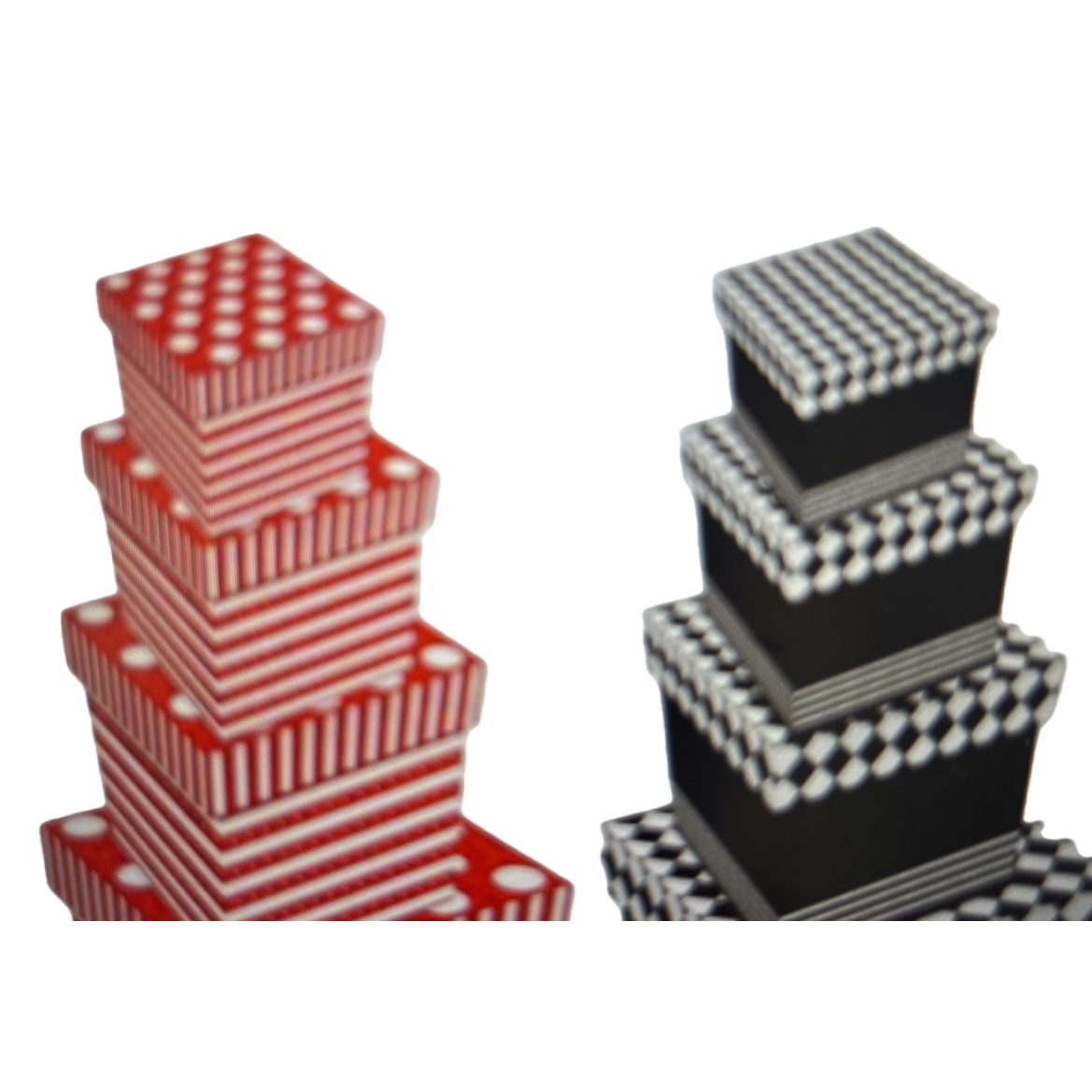 Red striped black and white checkered folding box storage box, simple style home organization box Item Picture