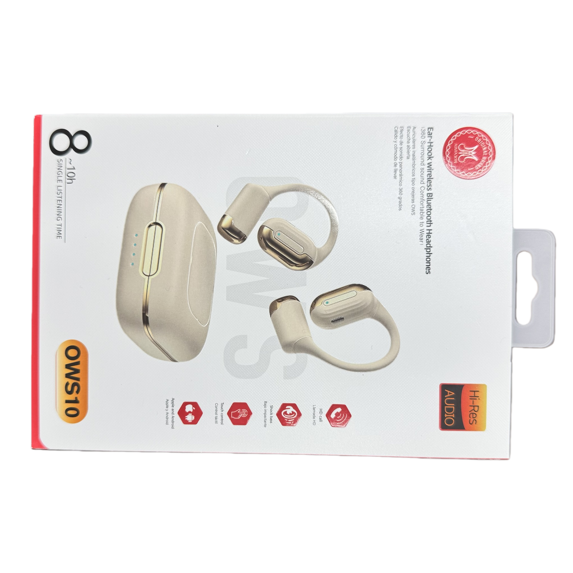 Portable anti-loss protective case for OWS10 ear-hook wireless Bluetooth headphones packaging box Item Picture