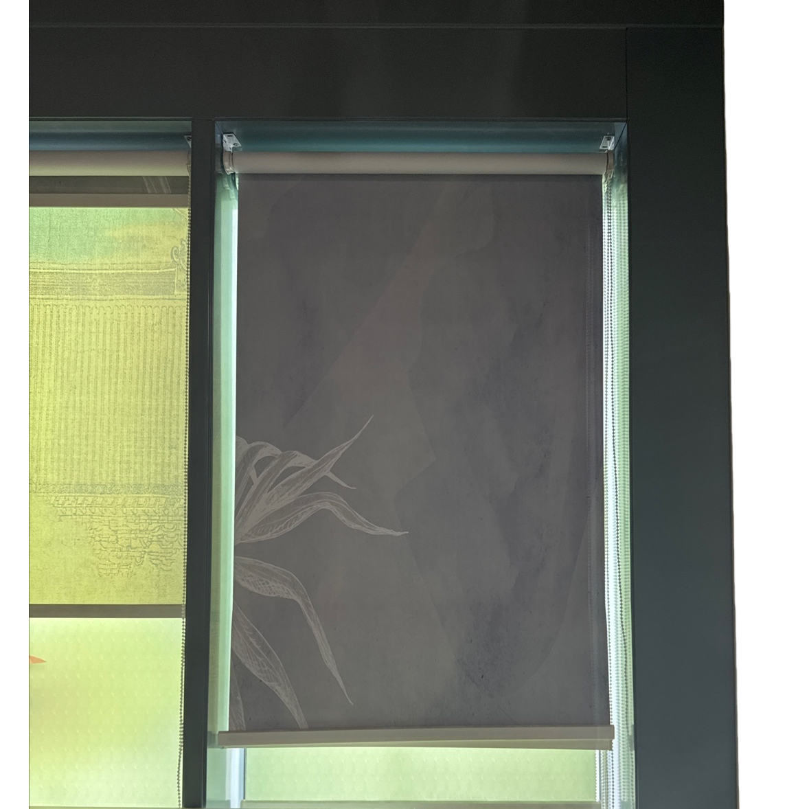 Grey plant-patterned roller blinds, 100cm, simple home decoration curtains Item Picture