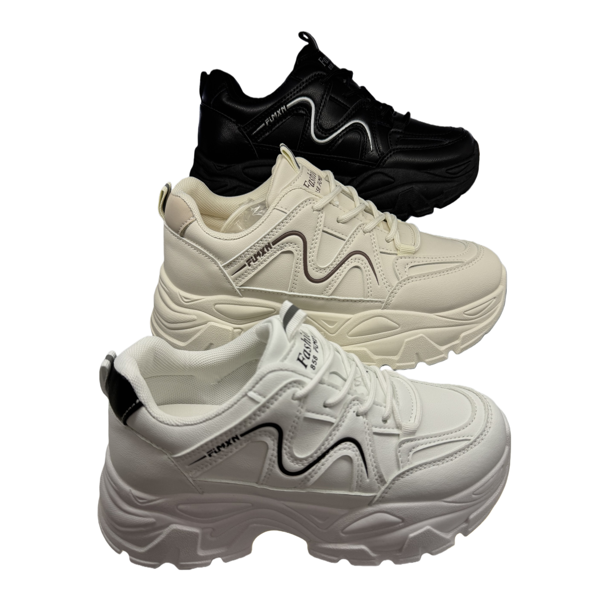 White sports shoes, black sports shoes, unisex running shoes, lightweight, breathable and anti-slip Item Picture