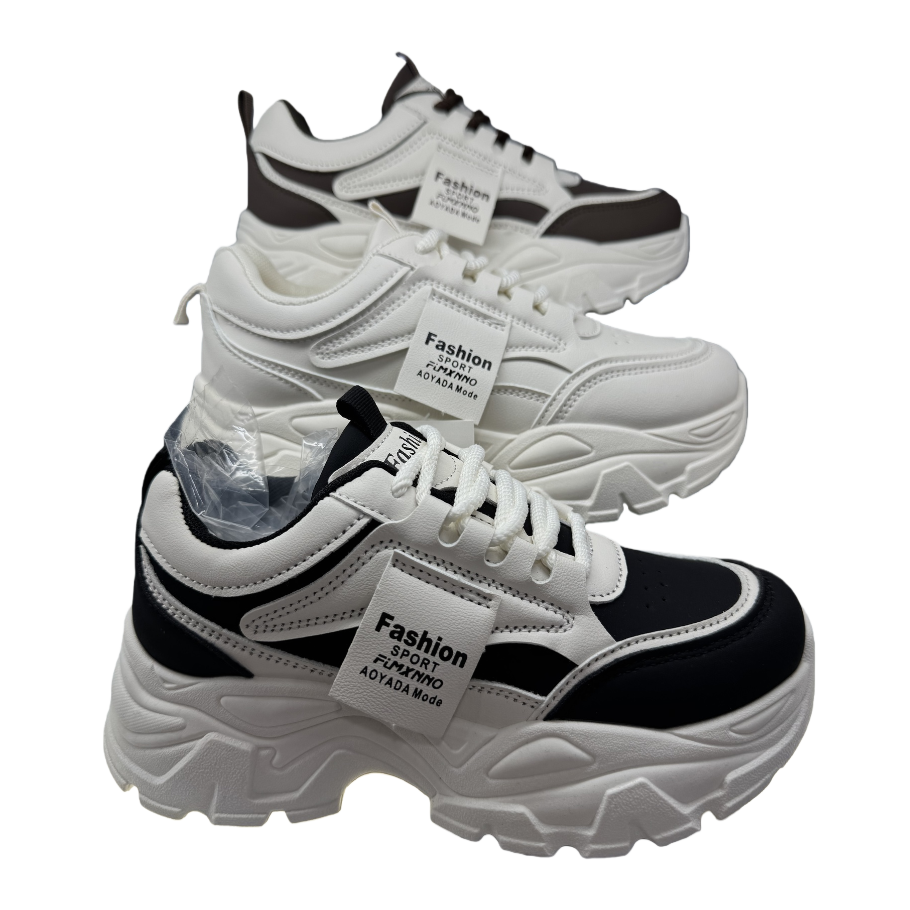 New large-sized white thick-soled fashionable sports shoes that are anti-slip, breathable, comfortable and lightweight Item Picture