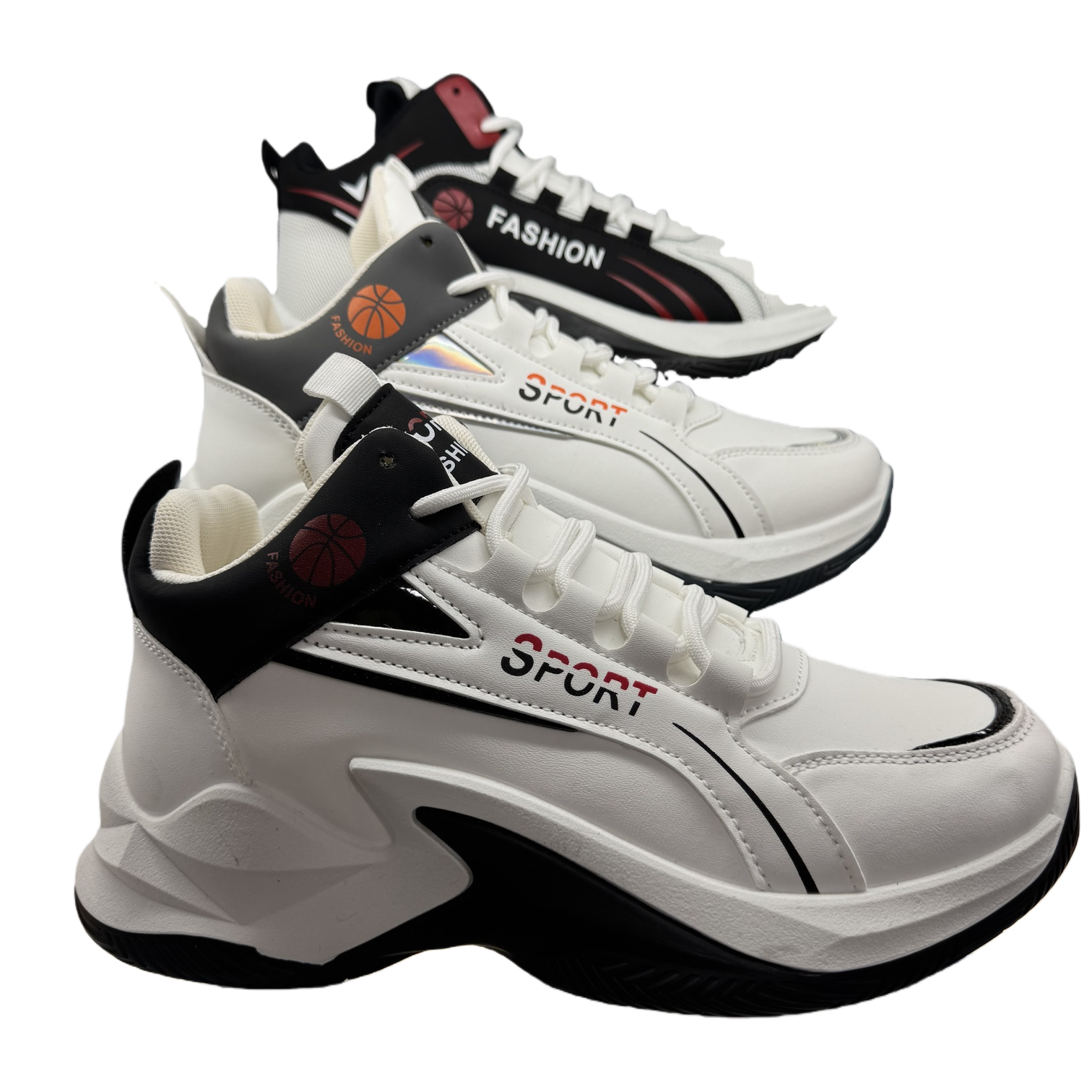 White thick-soled sports shoes are breathable, comfortable, anti-slip and wear-resistant. Large-sized men's and women's styles Item Picture