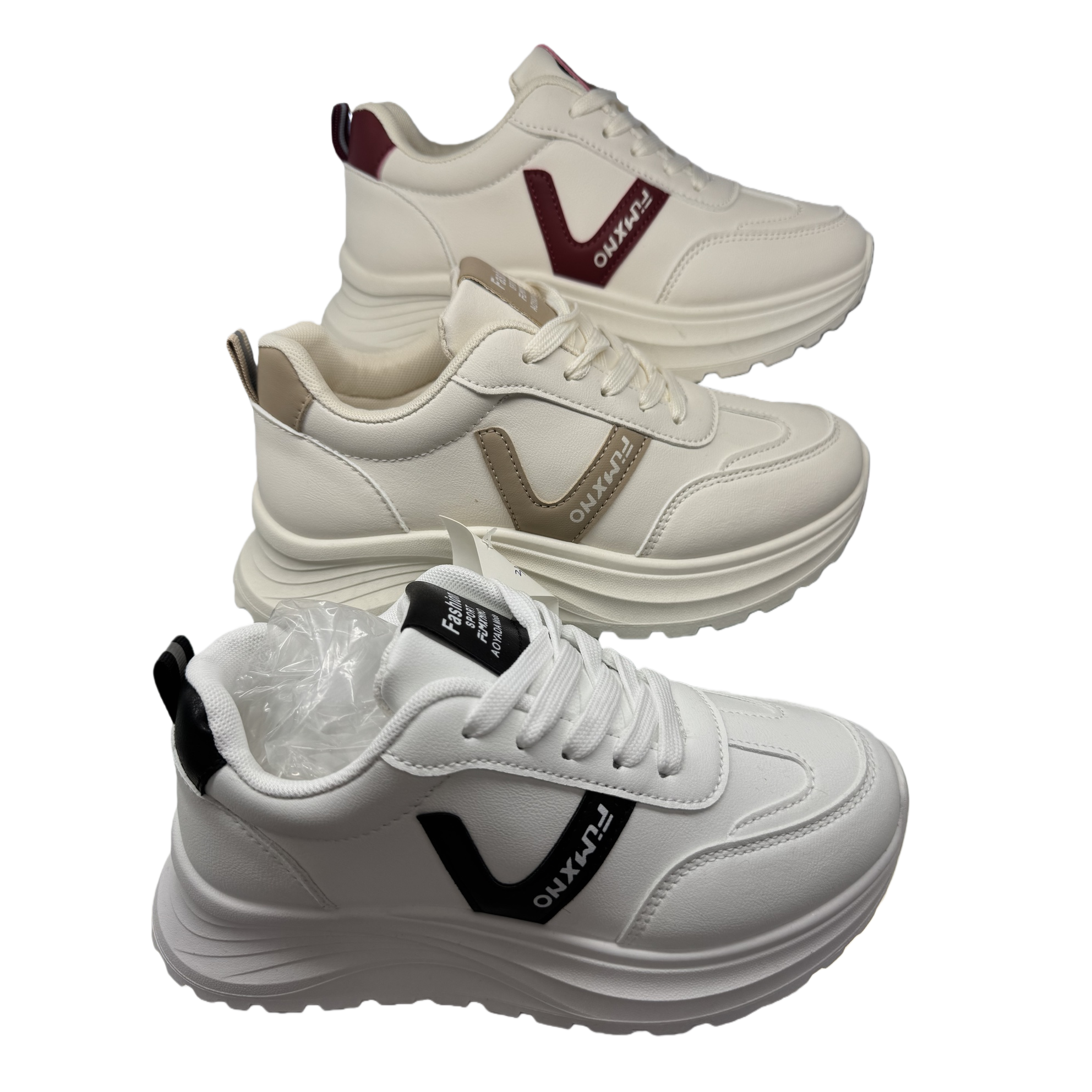 The new design of the white thick-soled casual sports shoes is comfortable, anti-slip and breathable Item Picture