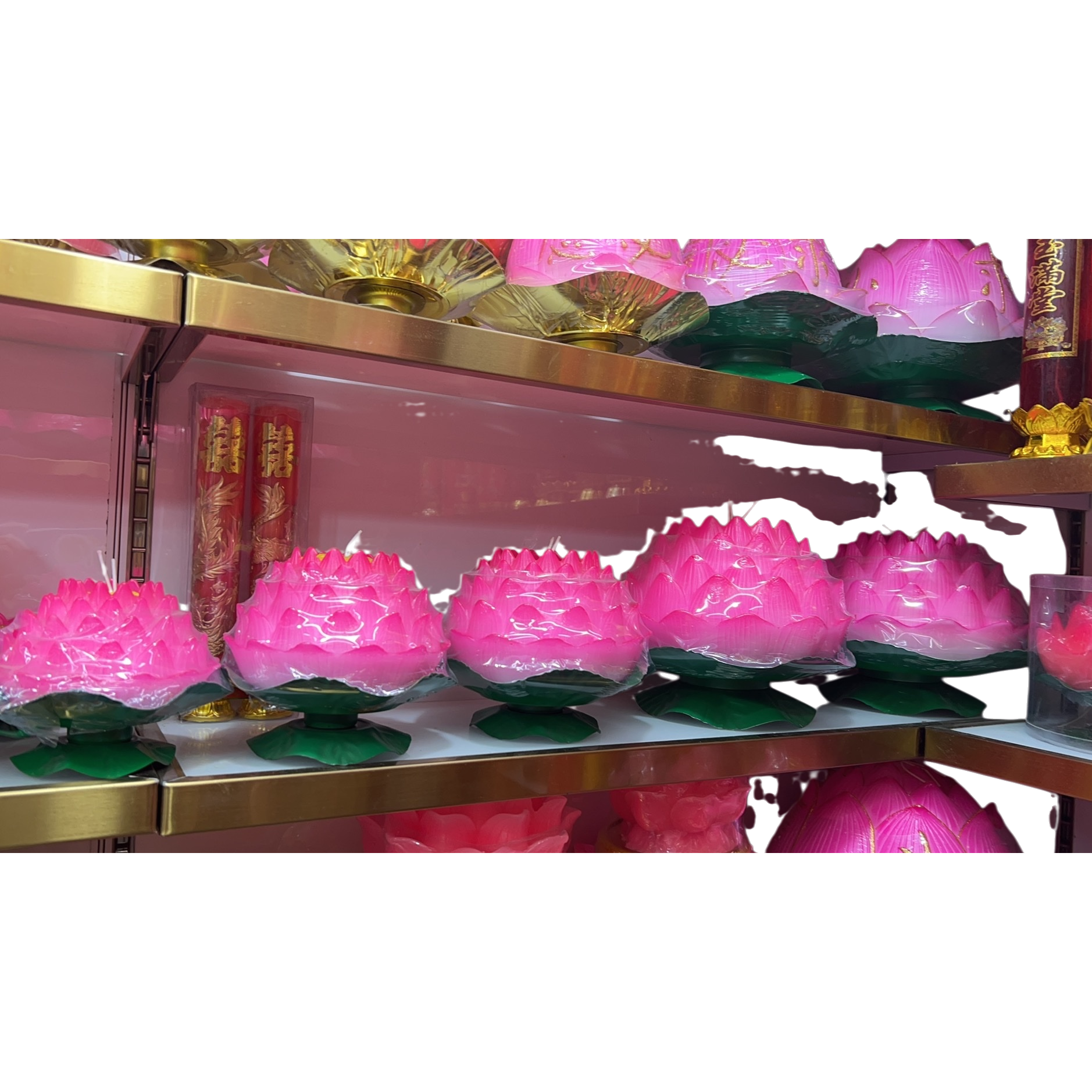 Pink lotuse-shaped scented candles, elegant and romantic home decorations, religious items, couplets, Spring Festival couplets, small lantern accessories Item Picture