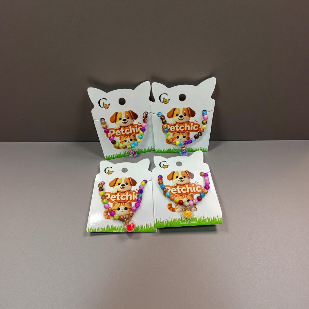 Colorful bead bracelet pet-themed packaging card