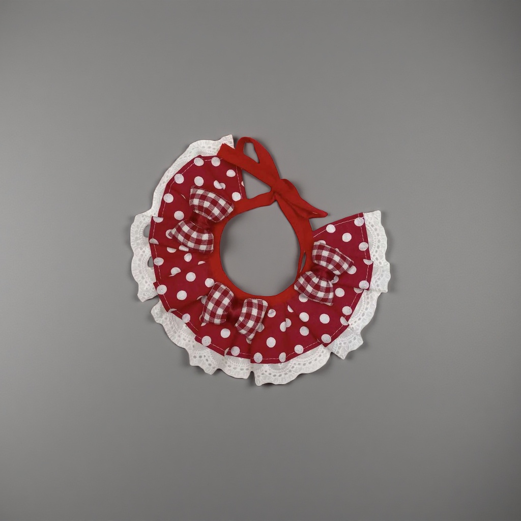 Red polka dot lace edge pet scarf, cute and fashionable pet collar, anti-fall Specification image