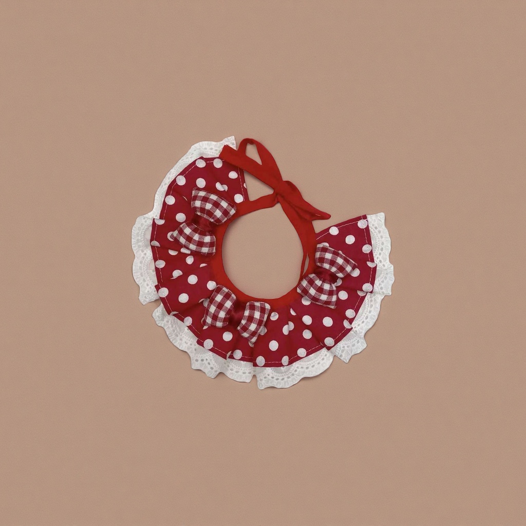Red polka dot lace edge pet scarf, cute and fashionable pet collar, anti-fall