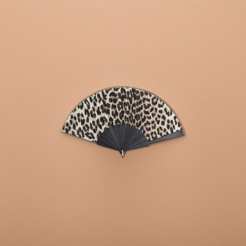 豹纹图案折扇女式复古宫廷扇子优雅装饰扇产品图