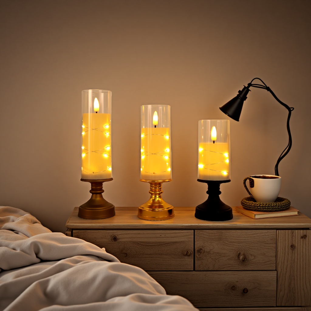 Decorative candlesticks, LED light strings, candles, simulated candles, candlestick ornaments, candle handicrafts details Picture