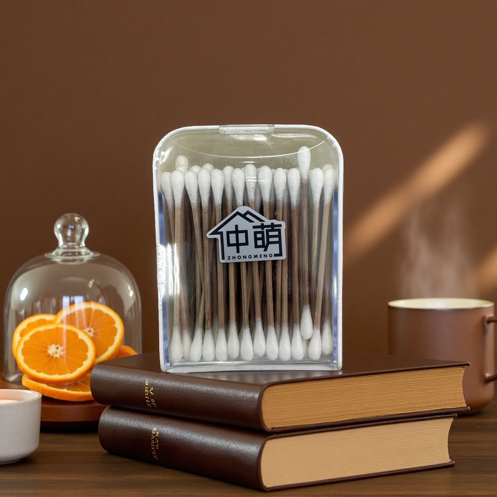 Cotton swab + transparent plastic box Specification image