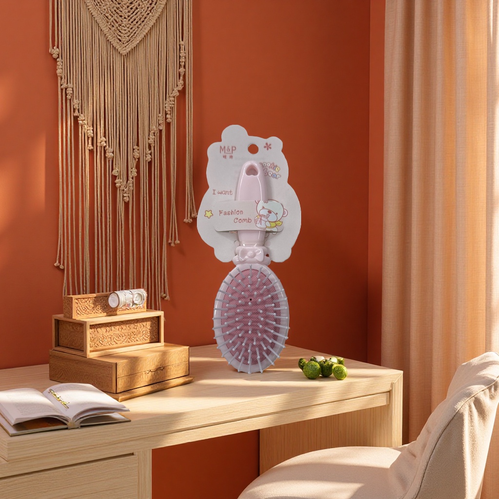 The pink comb has smooth teeth and is anti-static. It is a perfect hair combing tool for girls