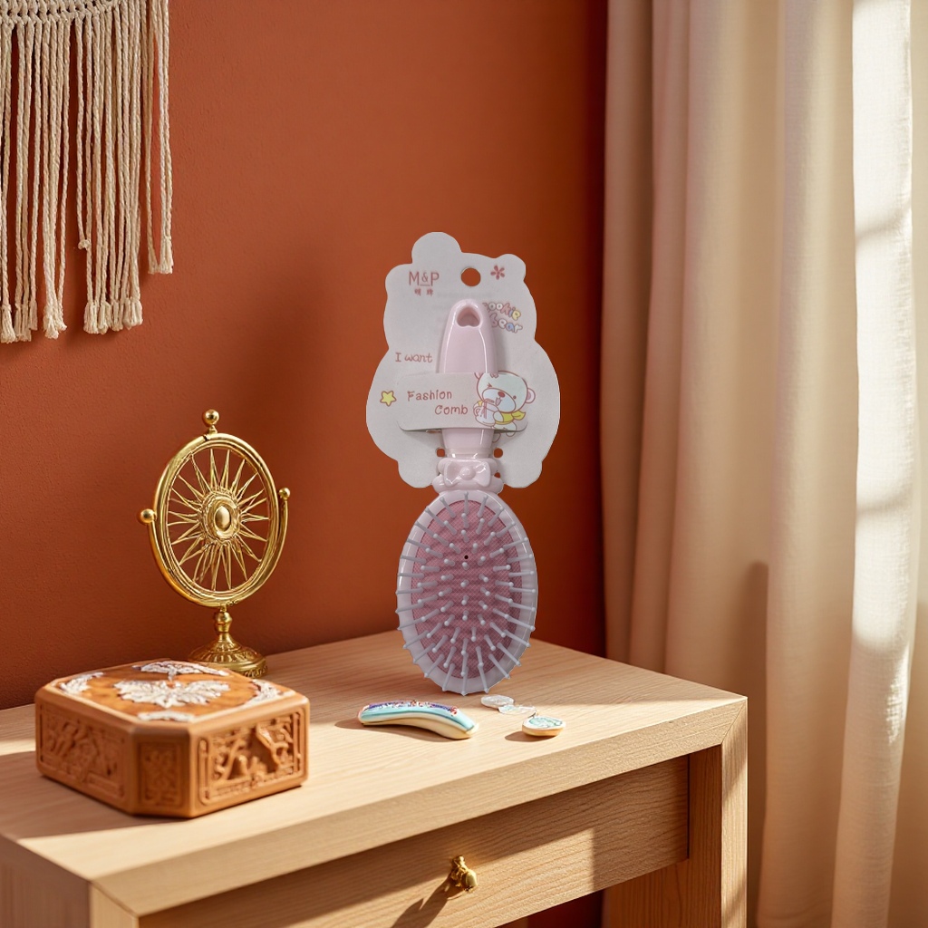 The pink comb has smooth teeth and is anti-static. It is a perfect hair combing tool for girls Application Scenario
