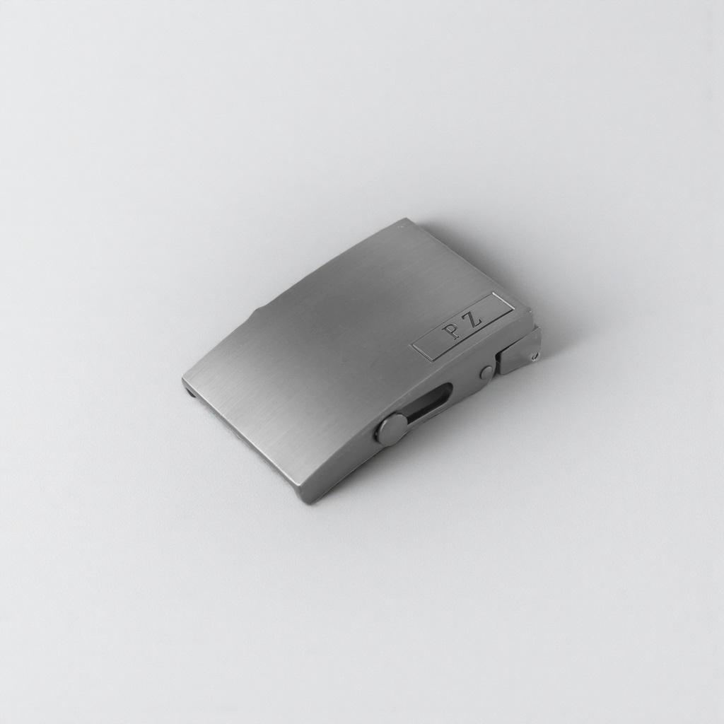 A simple business leather belt for men with a metallic texture belt buckle