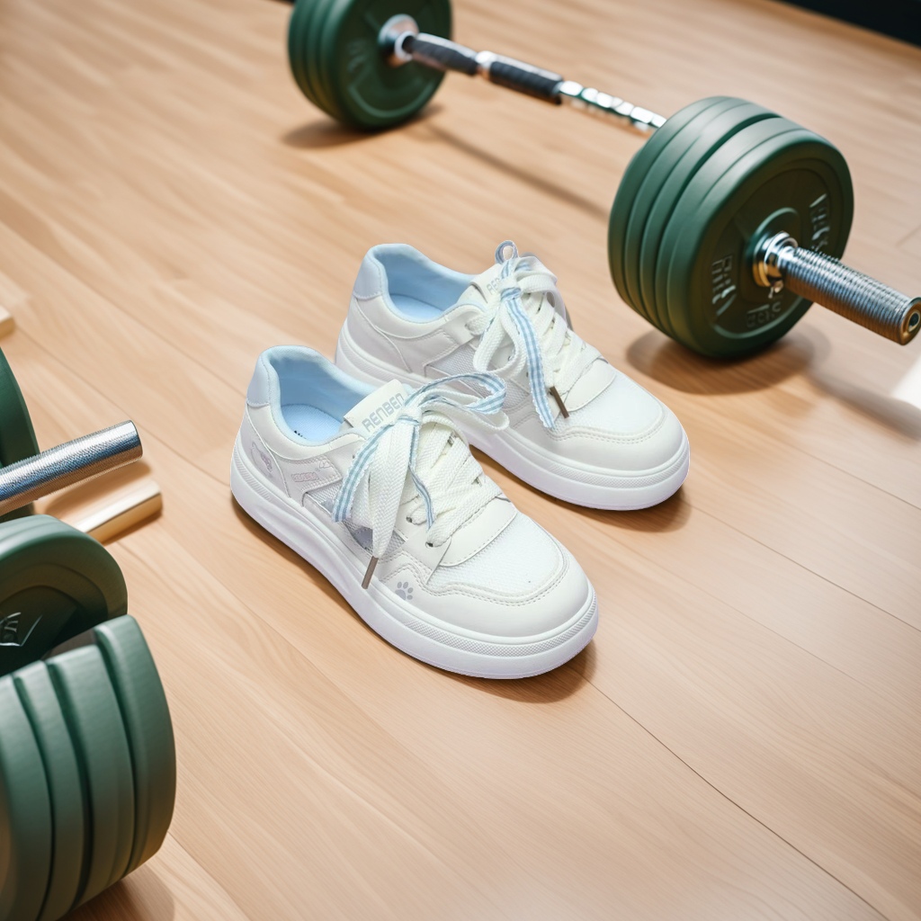White sports shoes are breathable, comfortable, anti-slip, wear-resistant, lightweight and casual details Picture