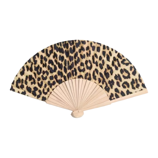 Leopard print pattern folding fan, women's retro court fan, portable storage fan Item Picture