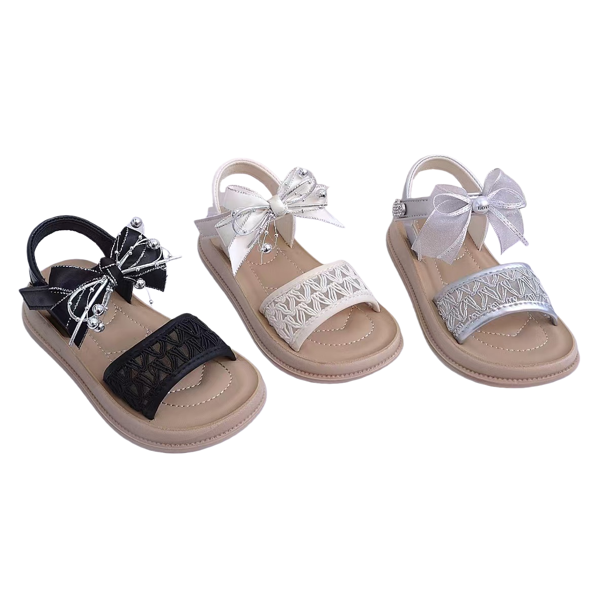 Bow fashionable and simple girls' sandals Item Picture
