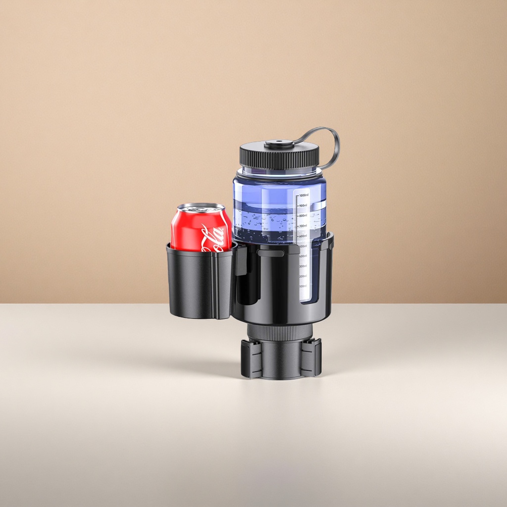 黑色双杯架饮料杯架可调节夹子水瓶易拉罐放置装置带测量刻度 Specification image