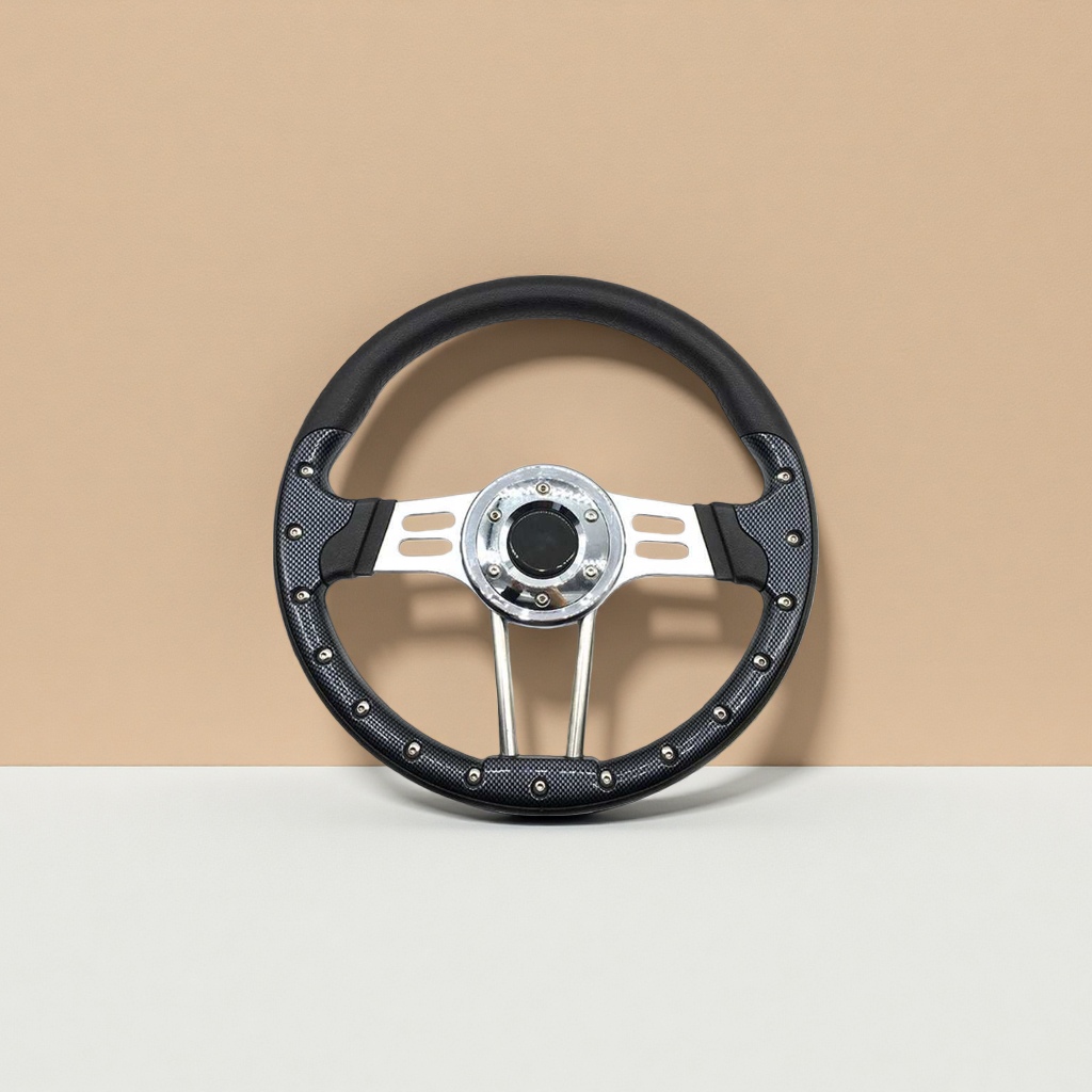 The black racing steering wheel body offers professional control and a comfortable driving experience