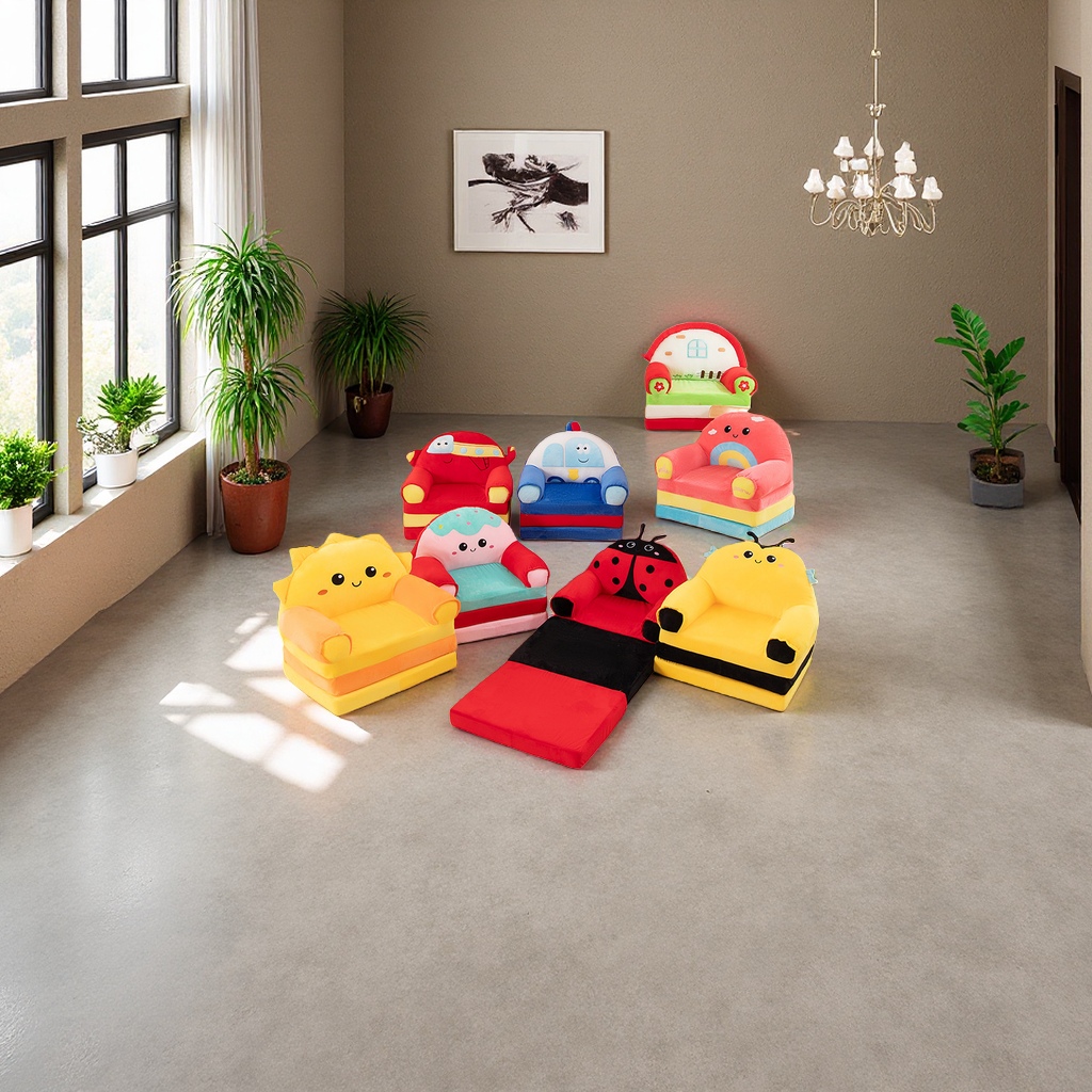 Cartoon-shaped children's sofa chairs are safe, environmentally friendly, foldable and upholstered furniture thumbnail