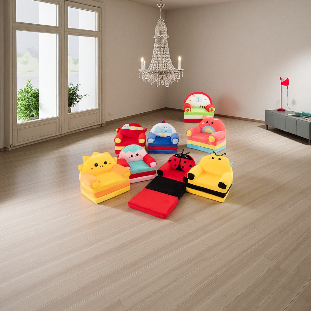 Cartoon-shaped children's sofa chairs are safe, environmentally friendly, foldable and upholstered furniture details Picture