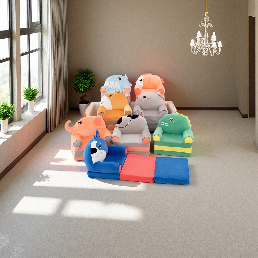 Cartoon-shaped children's sofa chairs are safe, environmentally friendly, foldable and upholstered furniture Specification drawing