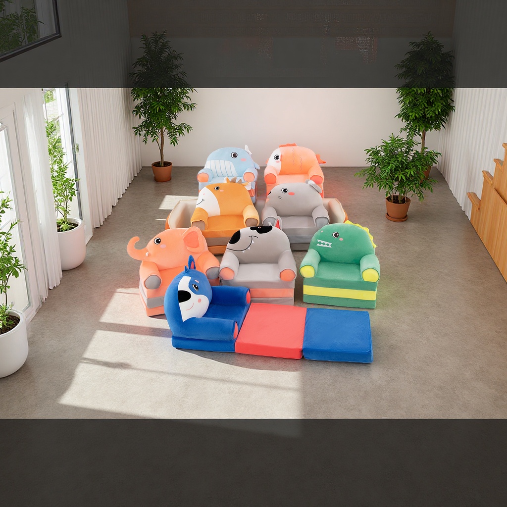 Cartoon-shaped children's sofa chairs are safe, environmentally friendly, foldable and upholstered furniture Application Scenario