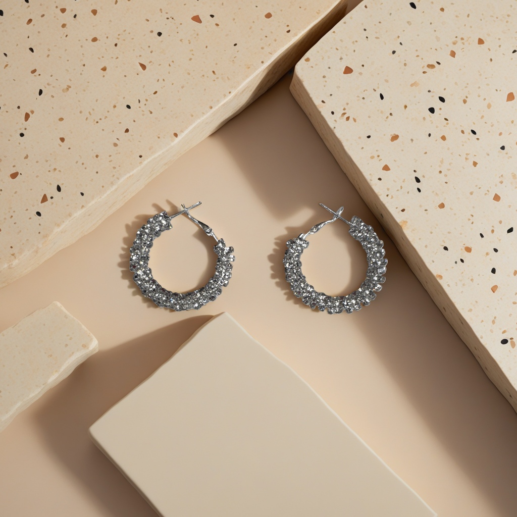 闪亮水晶耳环女简约时尚轻奢设计感