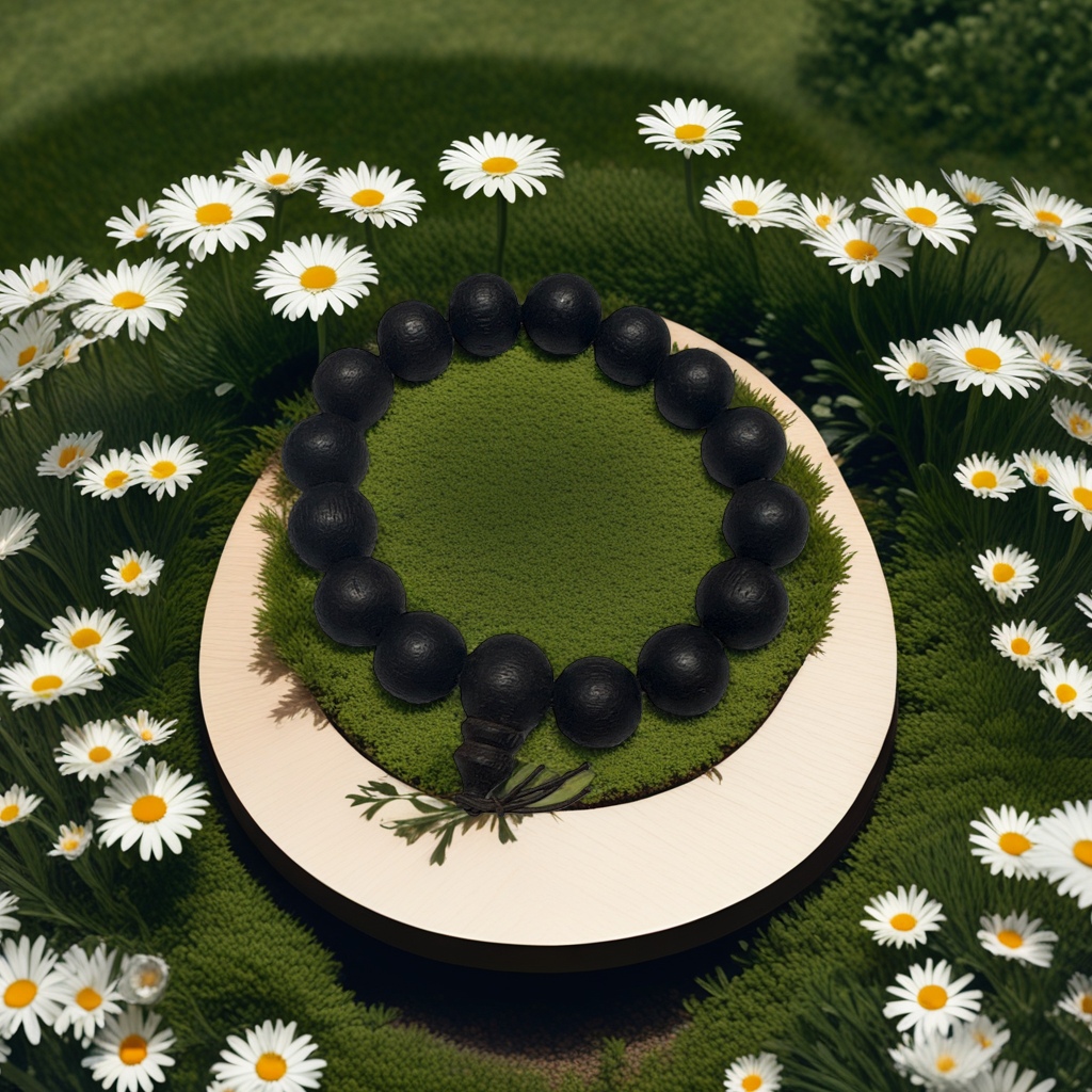 Black wooden bracelet with natural texture, a simple and fashionable accessory for men Specification image