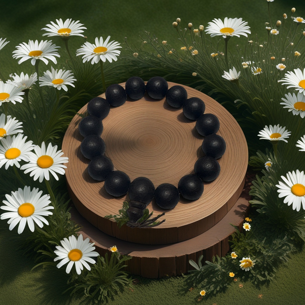 Black wooden bracelet with natural texture, a simple and fashionable accessory for men