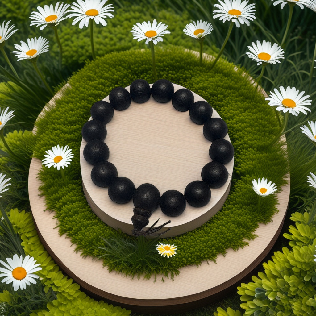 Black wooden bracelet with natural texture, a simple and fashionable accessory for men details Picture