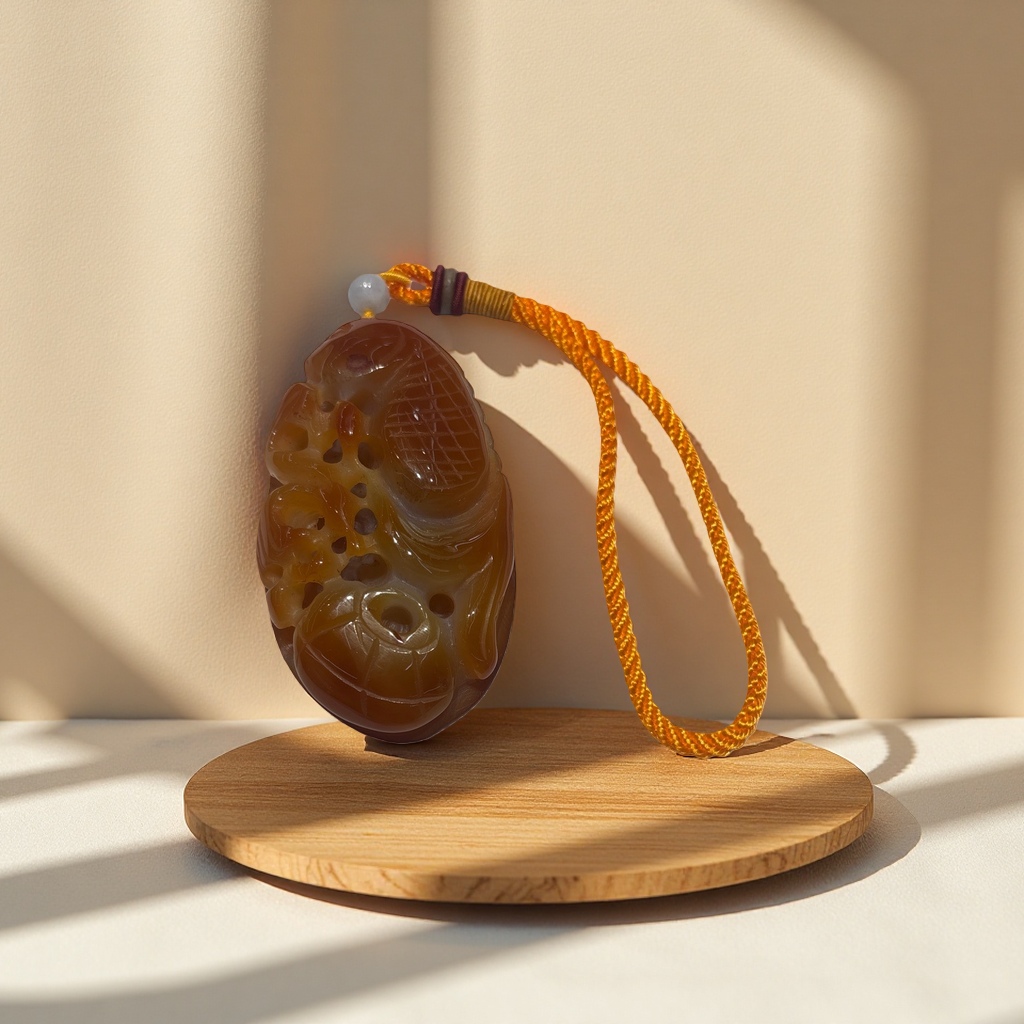 Jade pendant, hand-carved jewelry, peace pendant, simple and fashionable