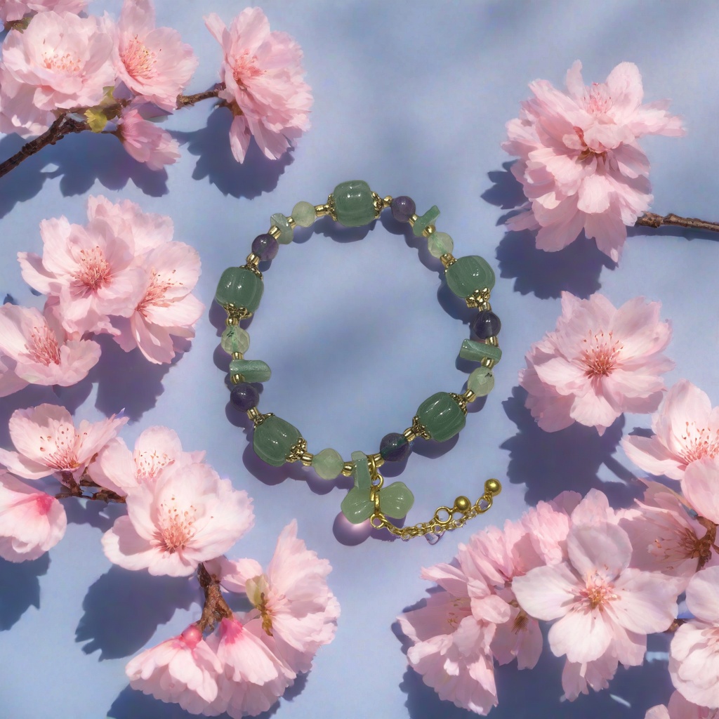 Green and purple gemstone bracelet, exquisite natural stone jewelry, fashionable gift for women Specification image