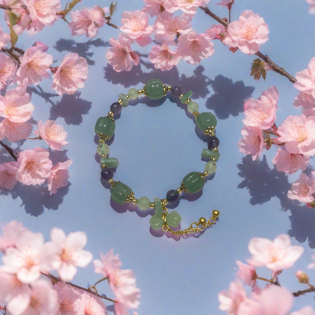 Green and purple gemstone bracelet, exquisite natural stone jewelry, fashionable gift for women