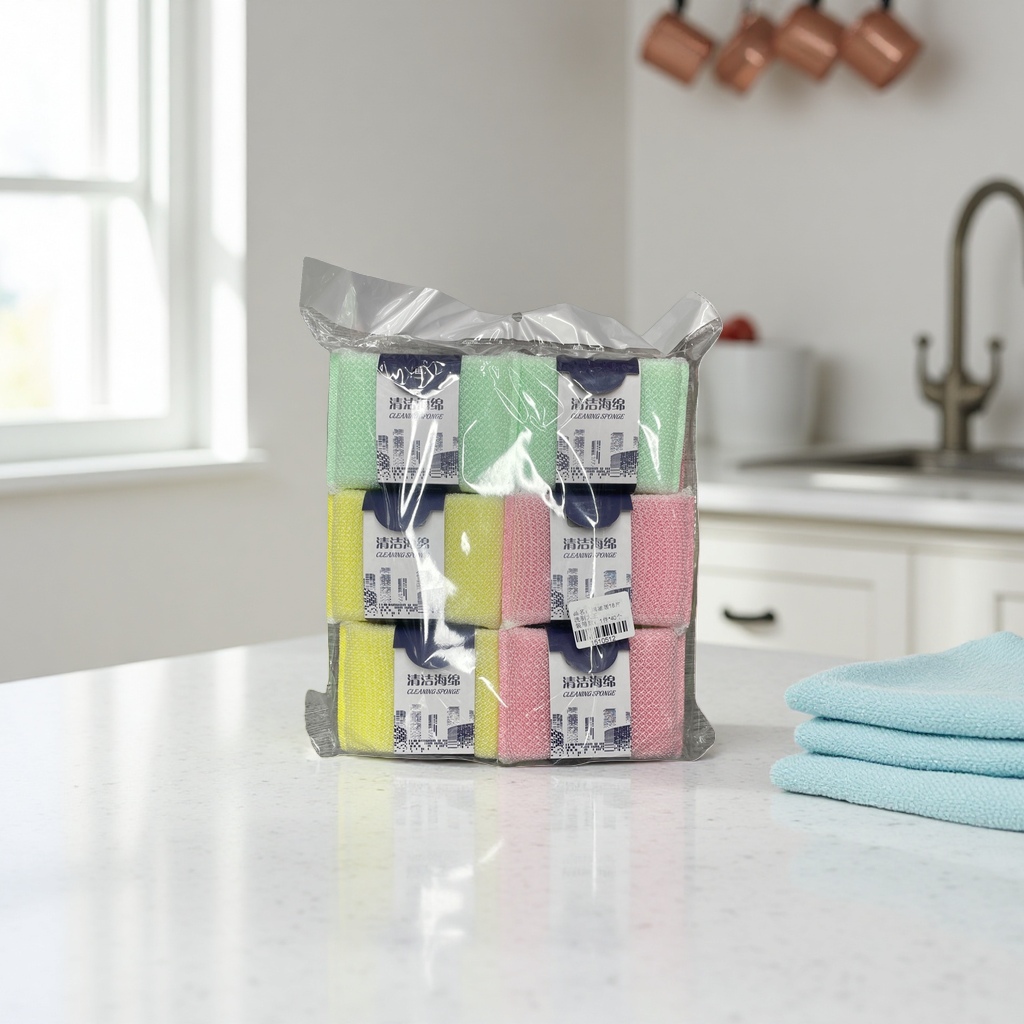 The cleaning sponge can remove oil stains. The kitchen dishwashing sponge can be used for scrubbing and washing detergent. The sponge is durable and does not shed debris details Picture