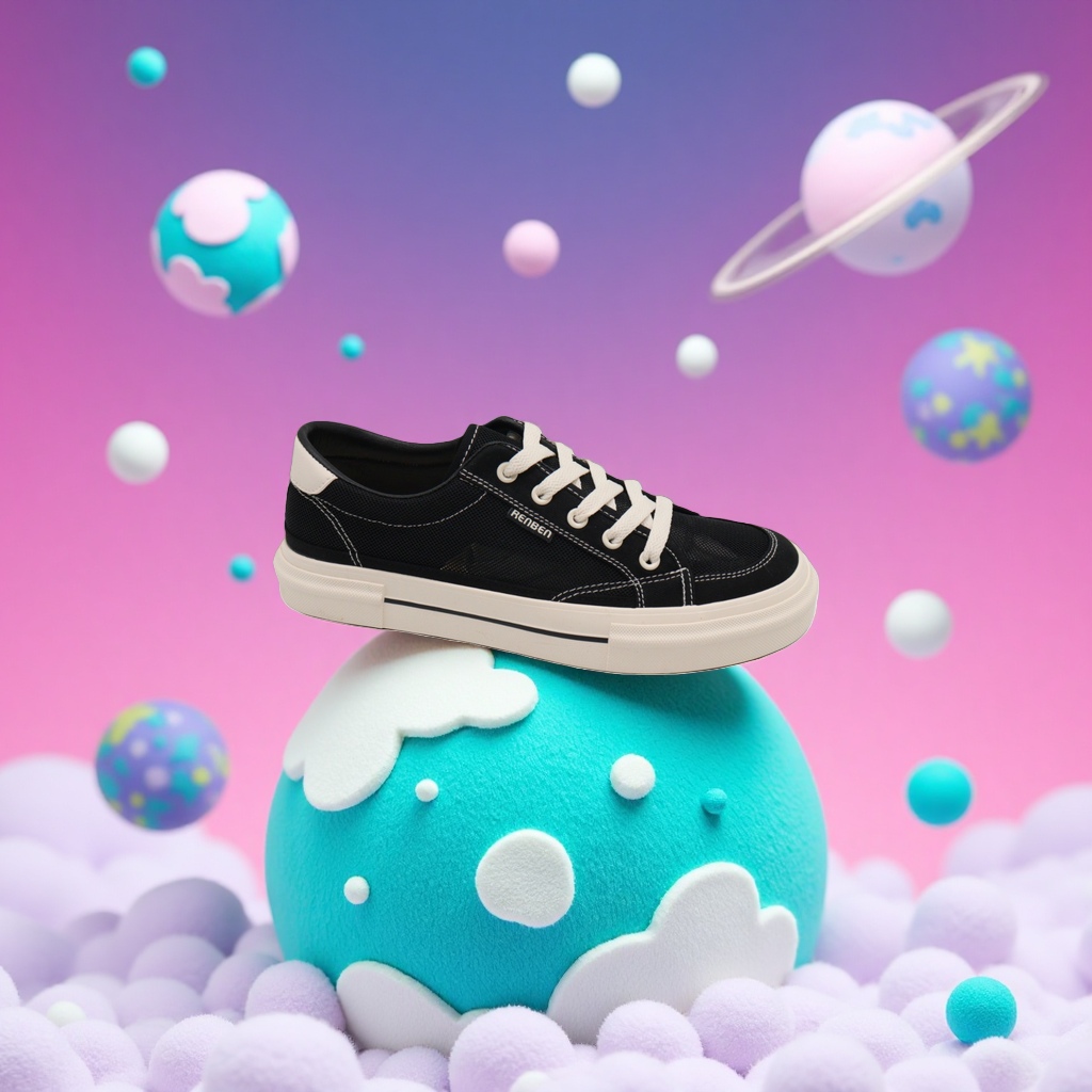 Black canvas casual sports shoes, 180g Specification image