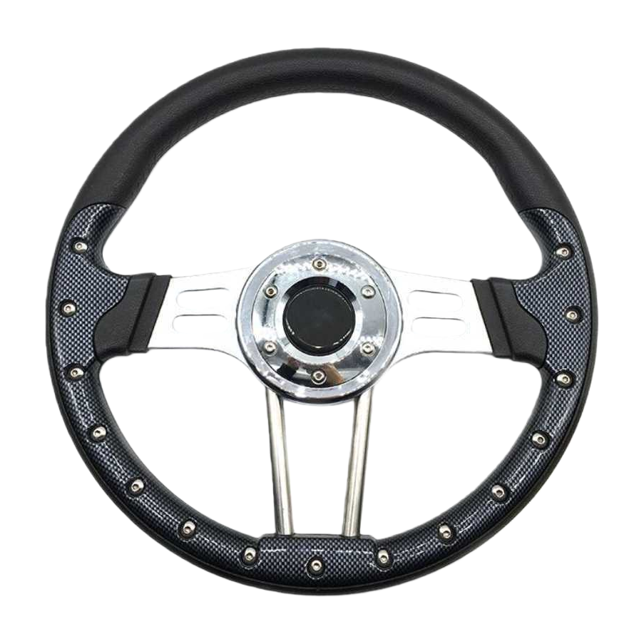 The black racing steering wheel body offers professional control and a comfortable driving experience Item Picture