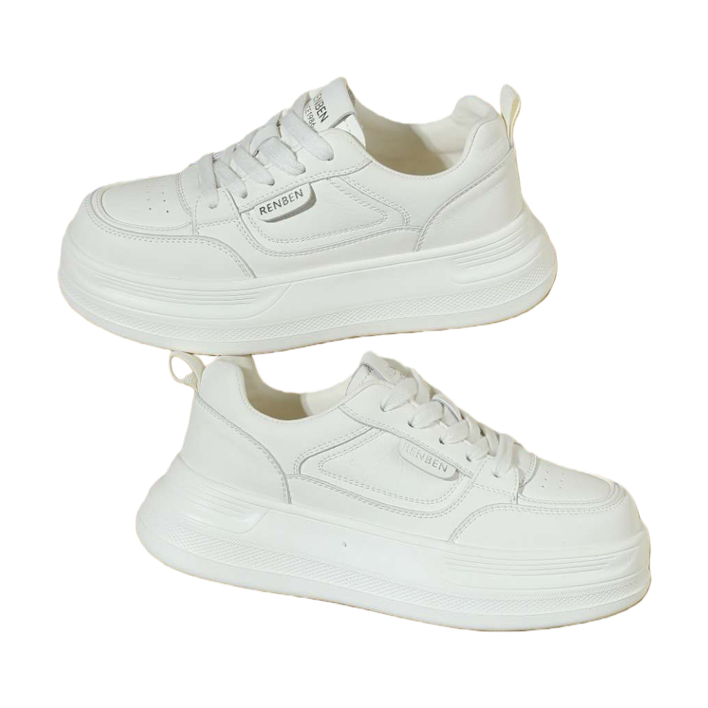 White sports shoes for men and women, casual running shoes, lightweight, breathable, anti-slip and wear-resistant Item Picture