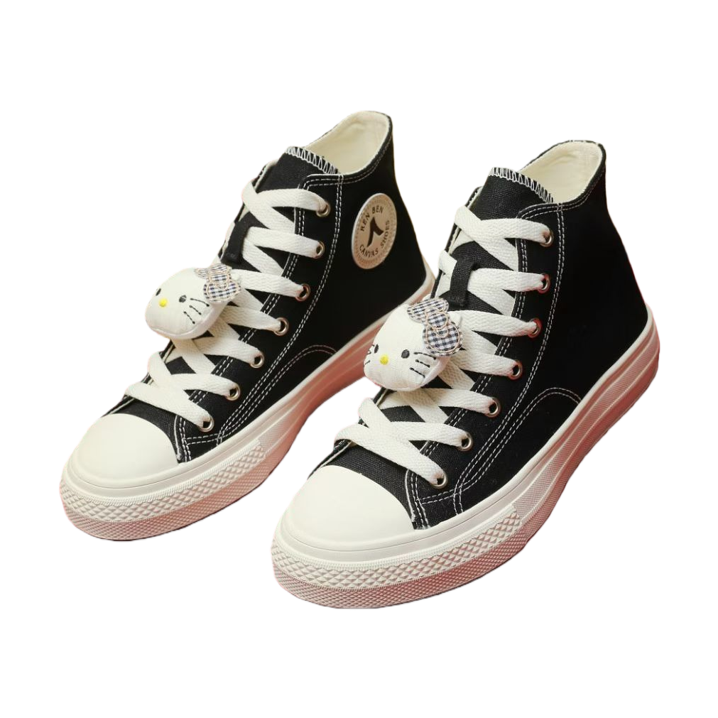 Black high-top canvas casual sports shoes for men, thickened, wear-resistant and anti-slip design, trendy and versatile Item Picture