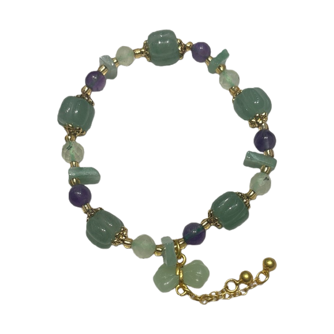 Green and purple gemstone bracelet, exquisite natural stone jewelry, fashionable gift for women Item Picture