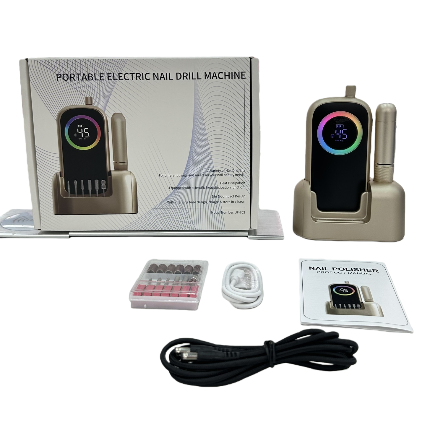 Portable electric nail art machine, portable charging nail art tool, nail art trimming and polishing all-in-one machine Item Picture