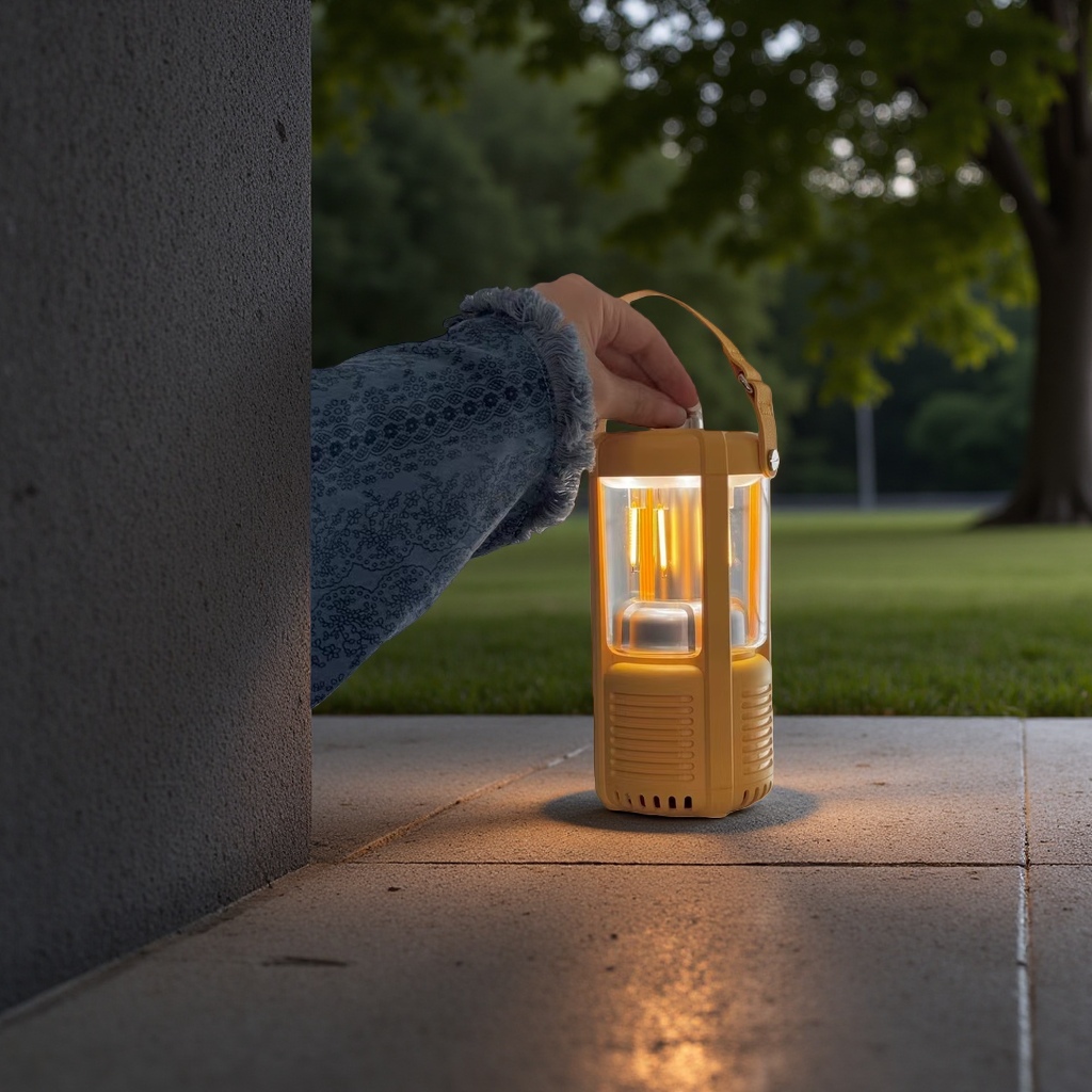 Yellow hand-held lamp outdoor lighting portable high-intensity rechargeable lamp
