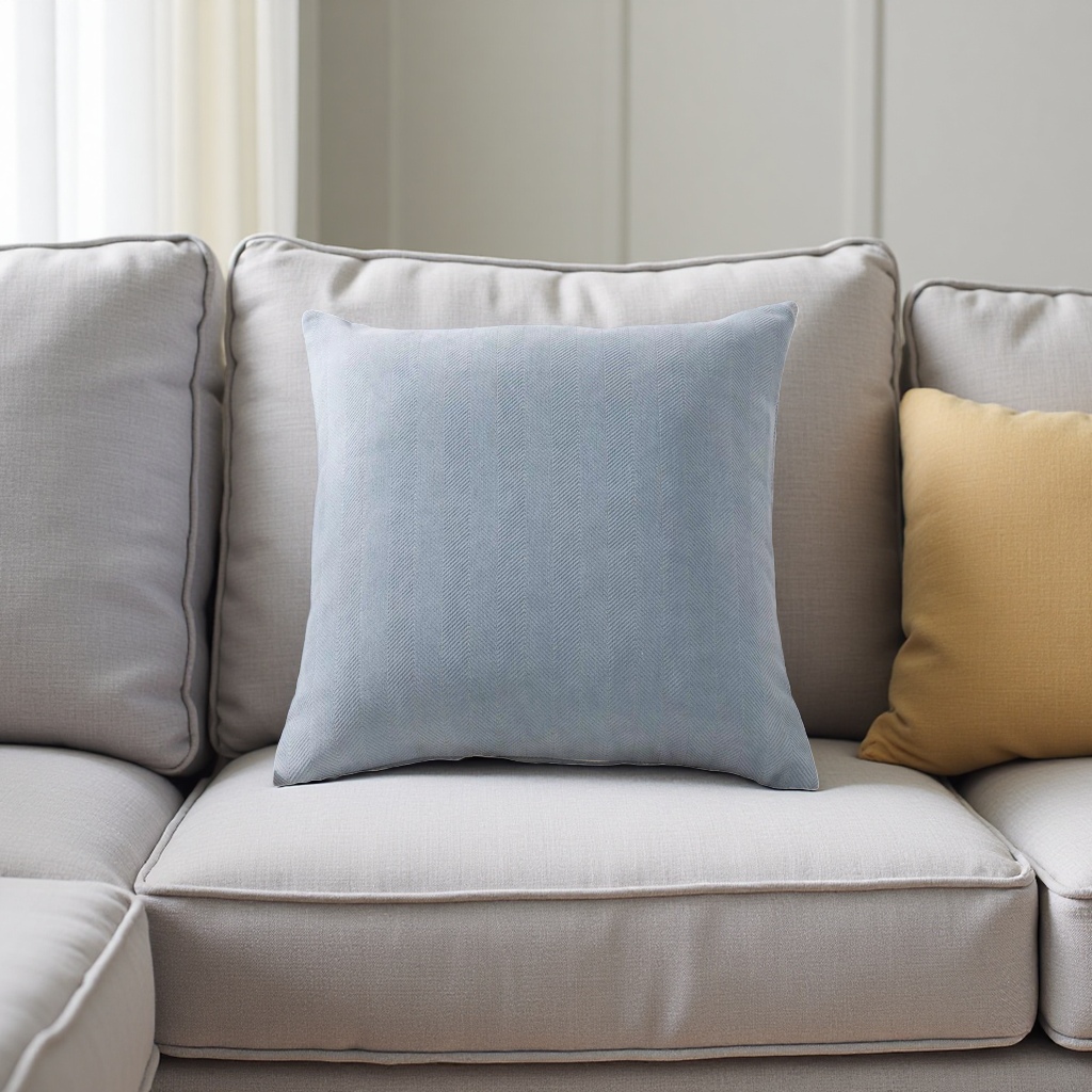 The 2026 new fashionable light blue herringbone patterned throw pillow is a simple and comfortable cushion for home decoration Application Scenario