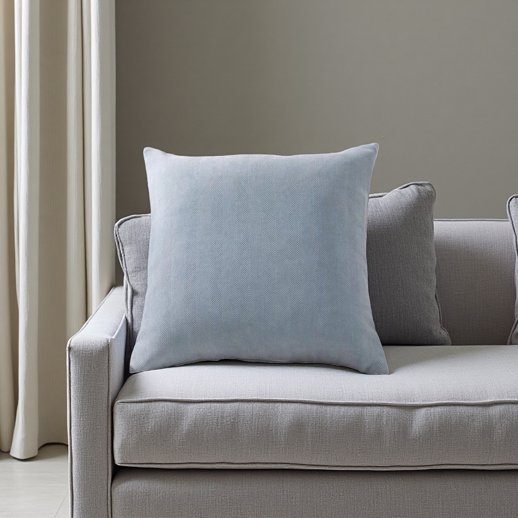 The 2026 new fashionable light blue herringbone patterned throw pillow is a simple and comfortable cushion for home decoration Specification image