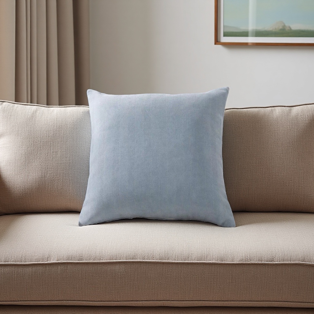 The 2026 new fashionable light blue herringbone patterned throw pillow is a simple and comfortable cushion for home decoration details Picture